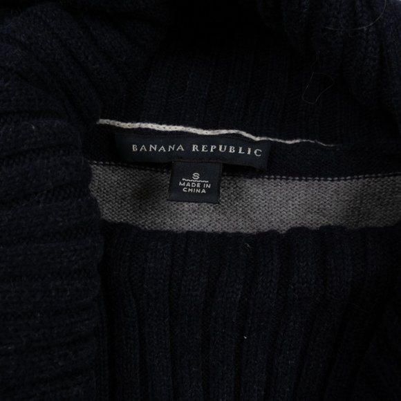 BANANA REPUBLIC grey navy asymmetrical turtle neck sweater size S - Picture 2 of 10